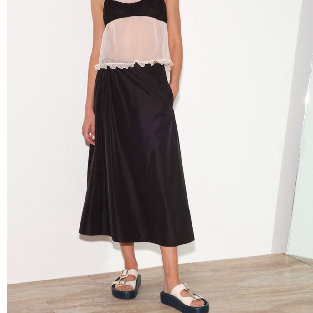 Tibi Eco Nylon Midi skirt Pockets Sporty Black 8
